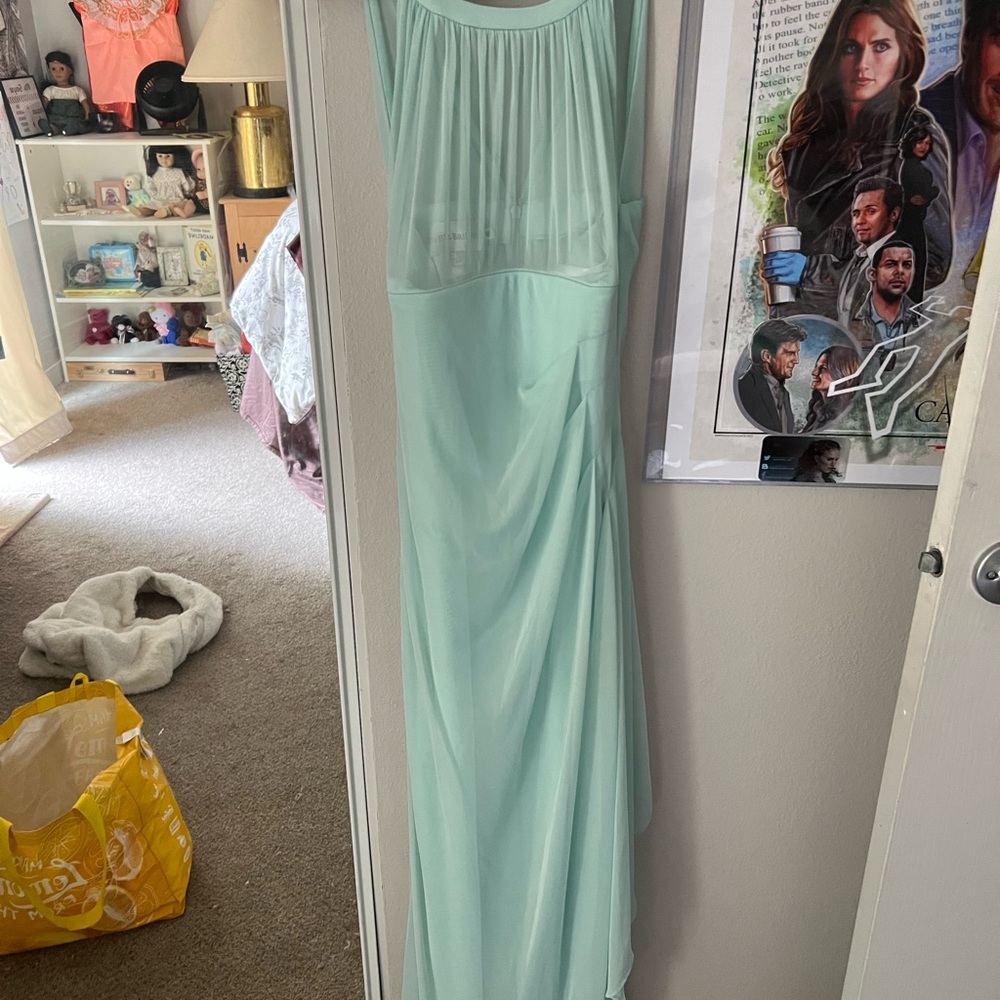 David's Bridal Green Maxi Dress